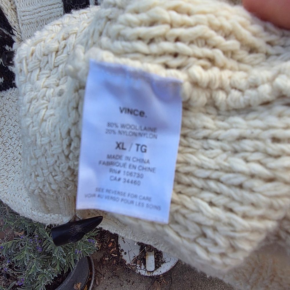 Vince cowl neck fisherman cardigan with indigenous design - Picture 6 of 9